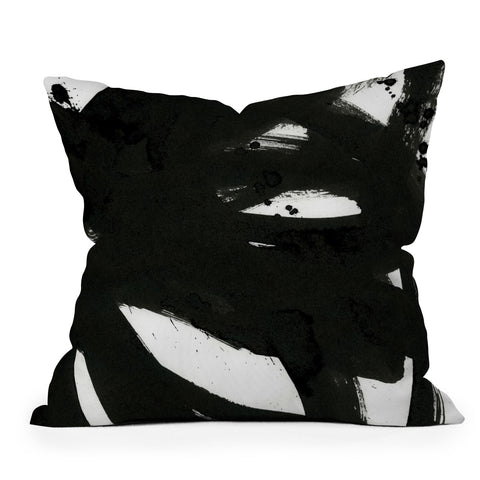 Iris Lehnhardt black on white 1 Outdoor Throw Pillow