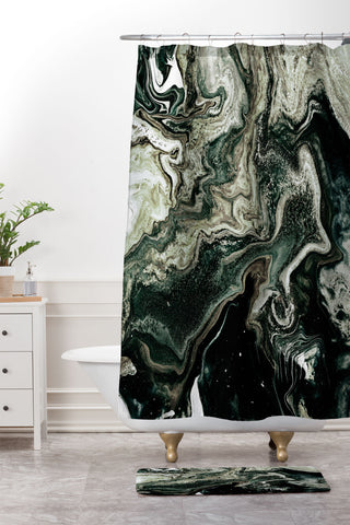 Iris Lehnhardt marble organic greens Shower Curtain And Mat