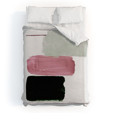 Iris Lehnhardt minimalism pink between greens Duvet Cover