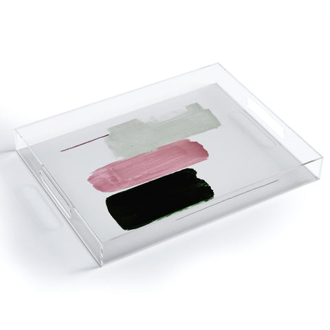 Iris Lehnhardt minimalism pink between greens Acrylic Tray