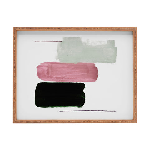 Iris Lehnhardt minimalism pink between greens Rectangular Tray