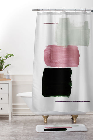Iris Lehnhardt minimalism pink between greens Shower Curtain And Mat