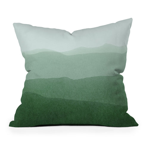 Iris Lehnhardt mountains green Outdoor Throw Pillow