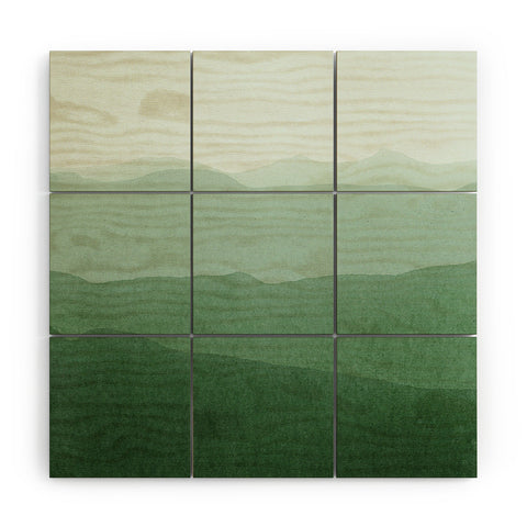 Iris Lehnhardt mountains green Wood Wall Mural