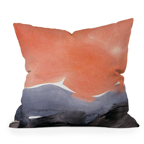 Iris Lehnhardt orange blue graphite Outdoor Throw Pillow