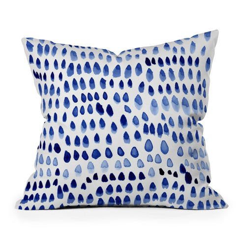 Iris Lehnhardt painted dots blue Outdoor Throw Pillow