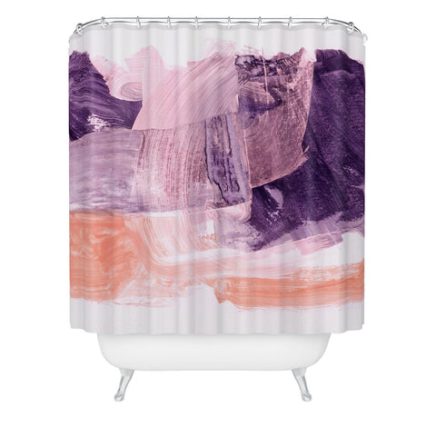 Iris Lehnhardt peach fuzz and purple Shower Curtain