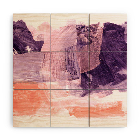 Iris Lehnhardt peach fuzz and purple Wood Wall Mural