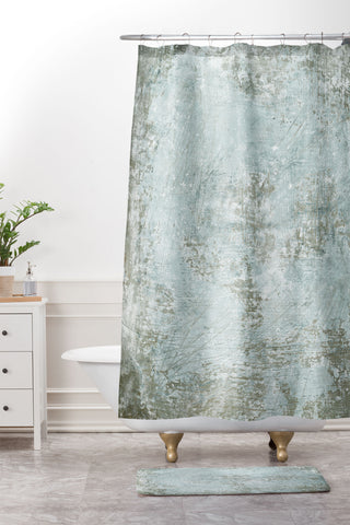 Iris Lehnhardt texture pale green Shower Curtain And Mat