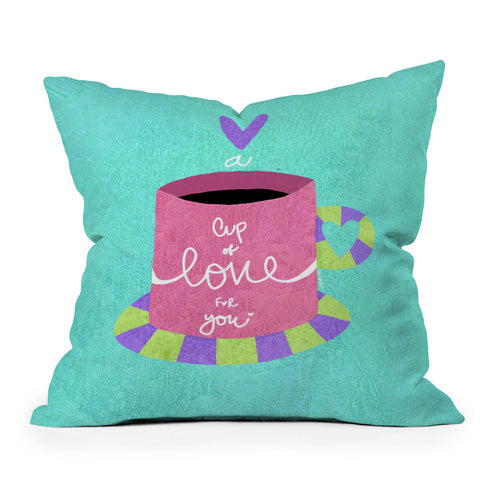 Isa Zapata A cup of love for you Outdoor Throw Pillow