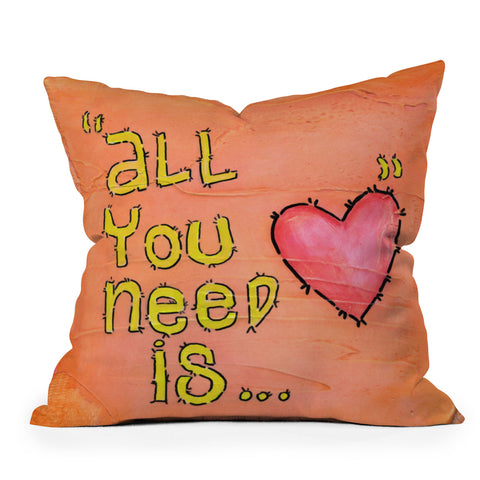 Isa Zapata All You Need Is Love Outdoor Throw Pillow