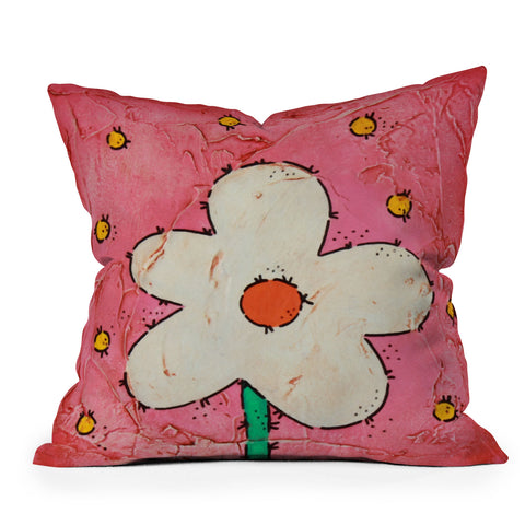 Isa Zapata The Flower Pink BK Outdoor Throw Pillow