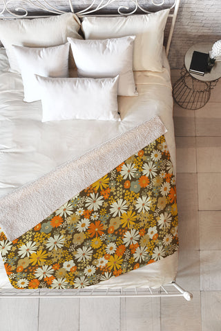 Iveta Abolina 70s Florals Fleece Throw Blanket
