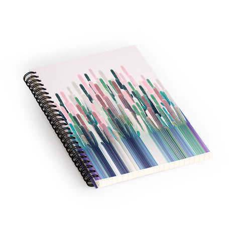 Iveta Abolina Cacti Stripe Pastel Spiral Notebook