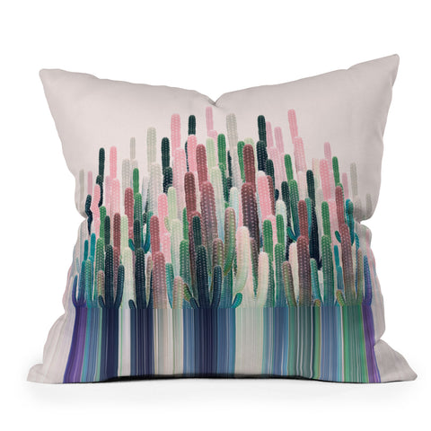 Iveta Abolina Cacti Stripe Pastel Outdoor Throw Pillow