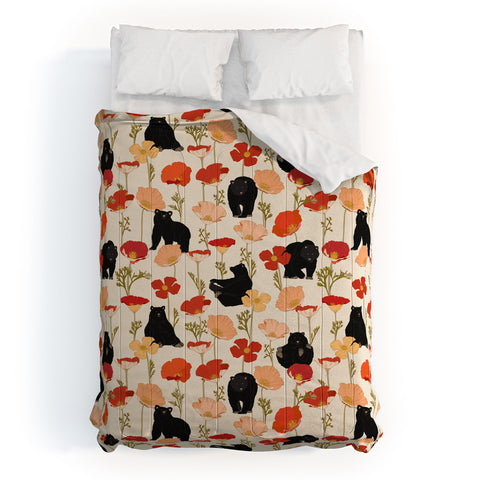 Iveta Abolina California Poppies and Bears Comforter