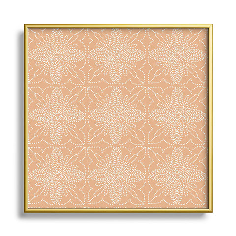 Iveta Abolina Dotted Tile Coral Square Metal Framed Art Print