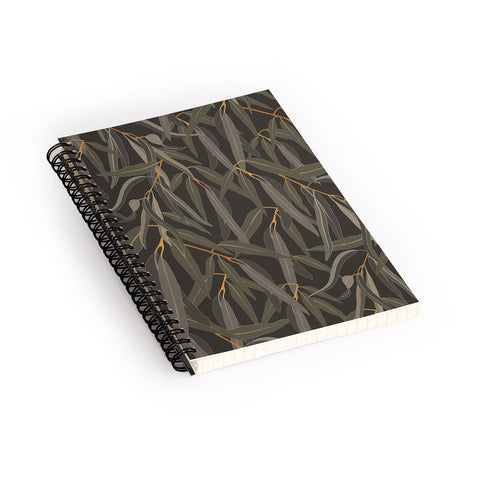 Iveta Abolina Eucalyptus Leaves Deep Olive Spiral Notebook