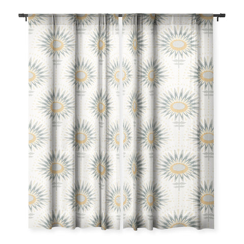 Iveta Abolina Fan Floral Teal Sheer Window Curtain