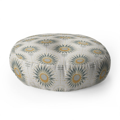 Iveta Abolina Fan Floral Teal Floor Pillow Round