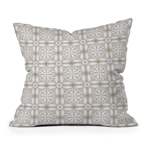 Iveta Abolina Floral Tile Grey Throw Pillow