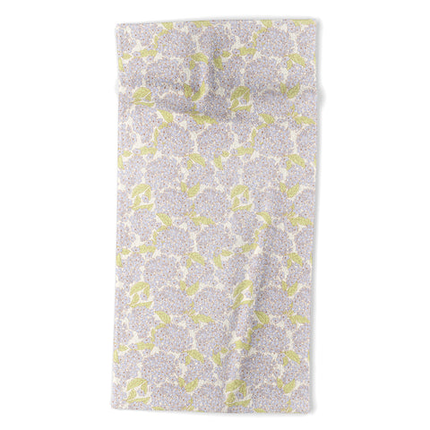 Iveta Abolina Hydrangeas Cream Beach Towel