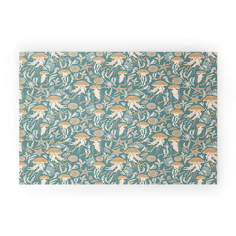 Iveta Abolina Jelly Fish Teal Welcome Mat