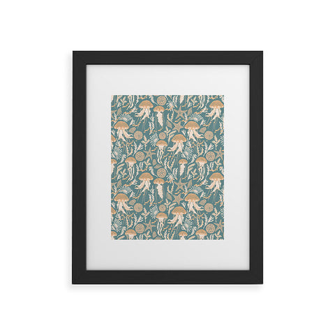 Iveta Abolina Jelly Fish Teal Framed Art Print