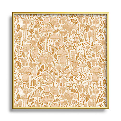 Iveta Abolina Mushrooms Cream Square Metal Framed Art Print