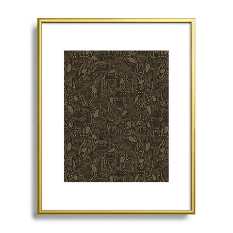 Iveta Abolina Mushrooms Dark Brown Metal Framed Art Print