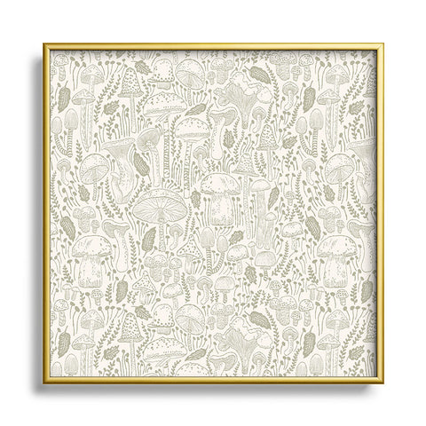 Iveta Abolina Mushrooms Sage Square Metal Framed Art Print
