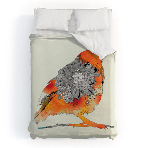 Iveta Abolina Orange Bird Duvet Cover