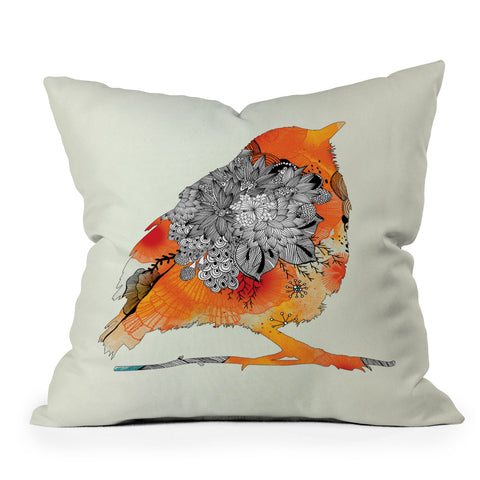 Iveta Abolina Orange Bird Outdoor Throw Pillow