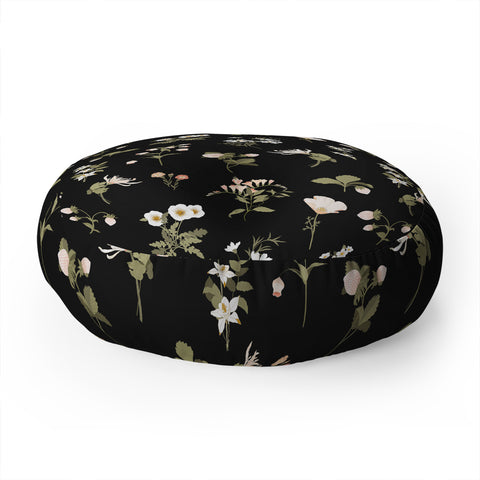 Iveta Abolina Pineberries Botanicals Black Floor Pillow Round