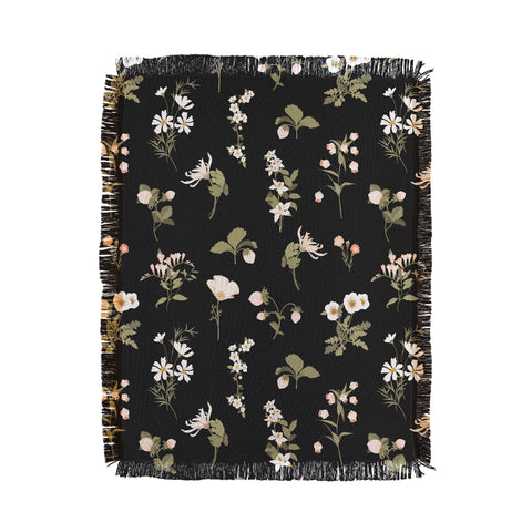 Iveta Abolina Pineberries Botanicals Black Throw Blanket