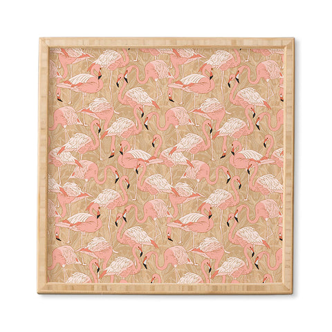 Iveta Abolina Pink Flamingos Camel Framed Wall Art