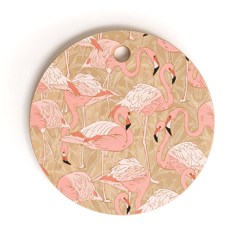 Iveta Abolina Pink Flamingos Camel Cutting Board Round