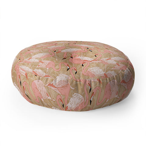 Iveta Abolina Pink Flamingos Camel Floor Pillow Round