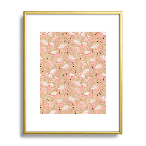 Iveta Abolina Pink Flamingos Camel Metal Framed Art Print