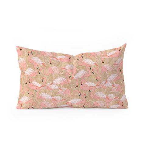 Iveta Abolina Pink Flamingos Camel Oblong Throw Pillow