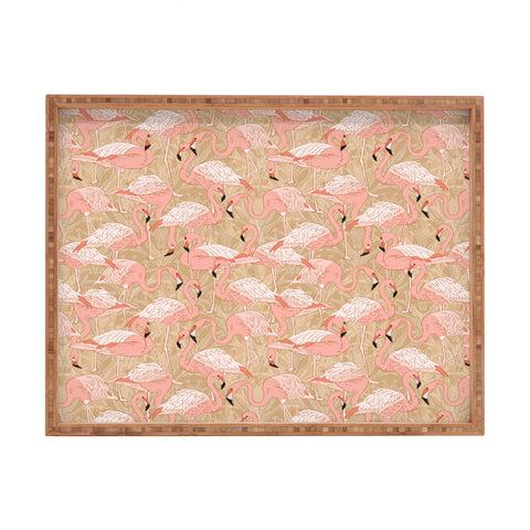 Iveta Abolina Pink Flamingos Camel Rectangular Tray
