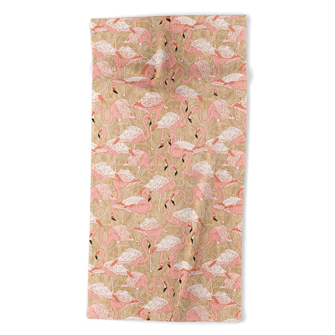 Iveta Abolina Pink Flamingos Camel Beach Towel
