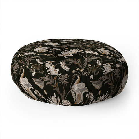 Iveta Abolina Poesie French Garden Charcoal Floor Pillow Round