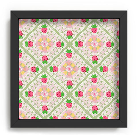 Iveta Abolina Strawberry Crochet Green Recessed Framing Square