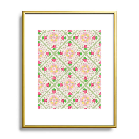 Iveta Abolina Strawberry Crochet Green Metal Framed Art Print