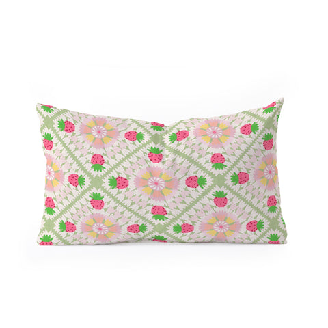 Iveta Abolina Strawberry Crochet Green Oblong Throw Pillow