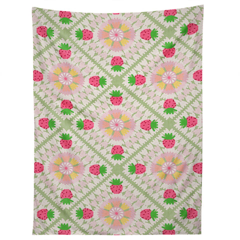 Iveta Abolina Strawberry Crochet Green Tapestry