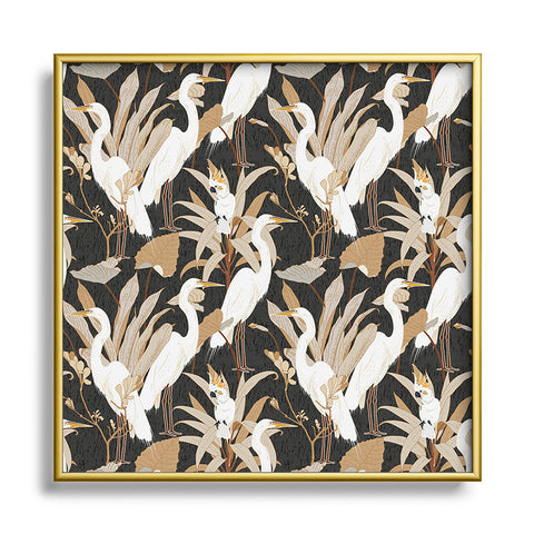 Iveta Abolina White Cranes Cockatoo Square Metal Framed Art Print