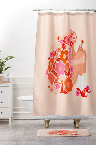 Jaclyn Caris Blossom Babe Shower Curtain And Mat