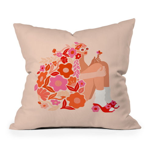 Jaclyn Caris Blossom Babe Outdoor Throw Pillow